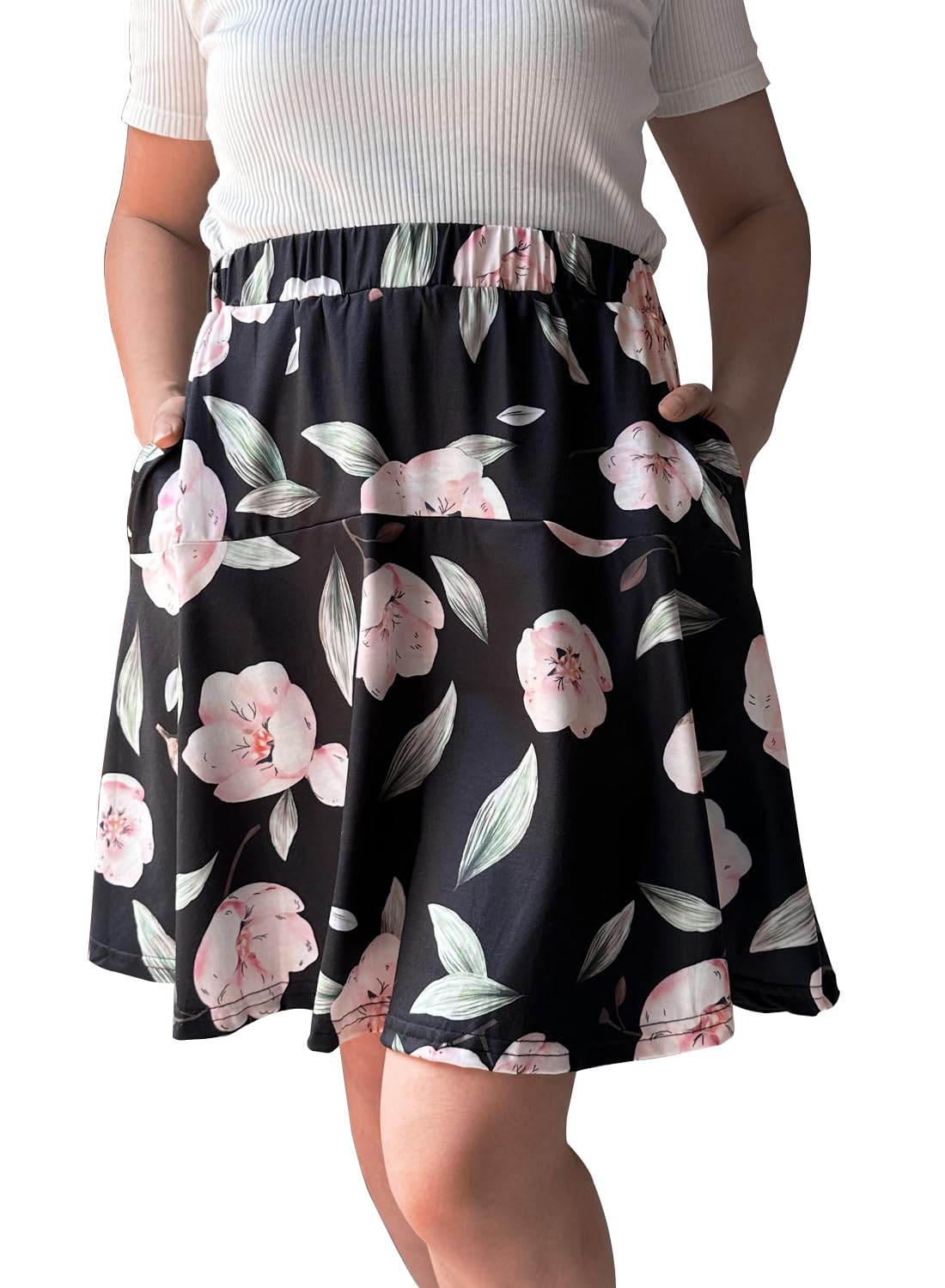 Fusta scurta de vara pentru femei, cu pantaloni dedesubt, pt. Drumeție, ciclism, negru-roz, XL