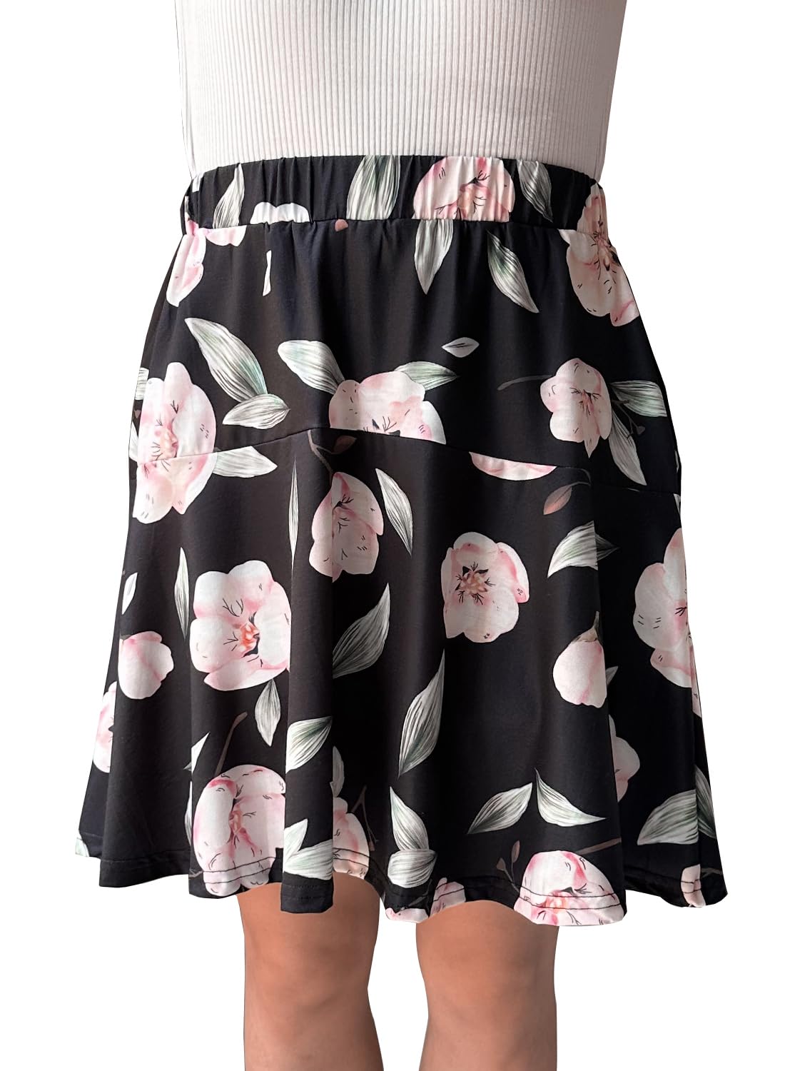 Fusta scurta de vara pentru femei, cu pantaloni dedesubt, pt. Drumeție, ciclism, negru-roz, XL - imagine 5