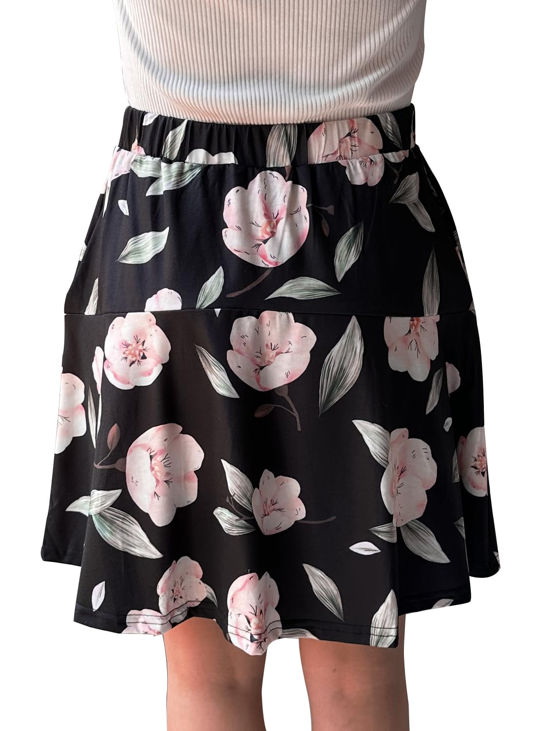 Fusta scurta de vara pentru femei, cu pantaloni dedesubt, pt. Drumeție, ciclism, negru-roz, XL - imagine 6