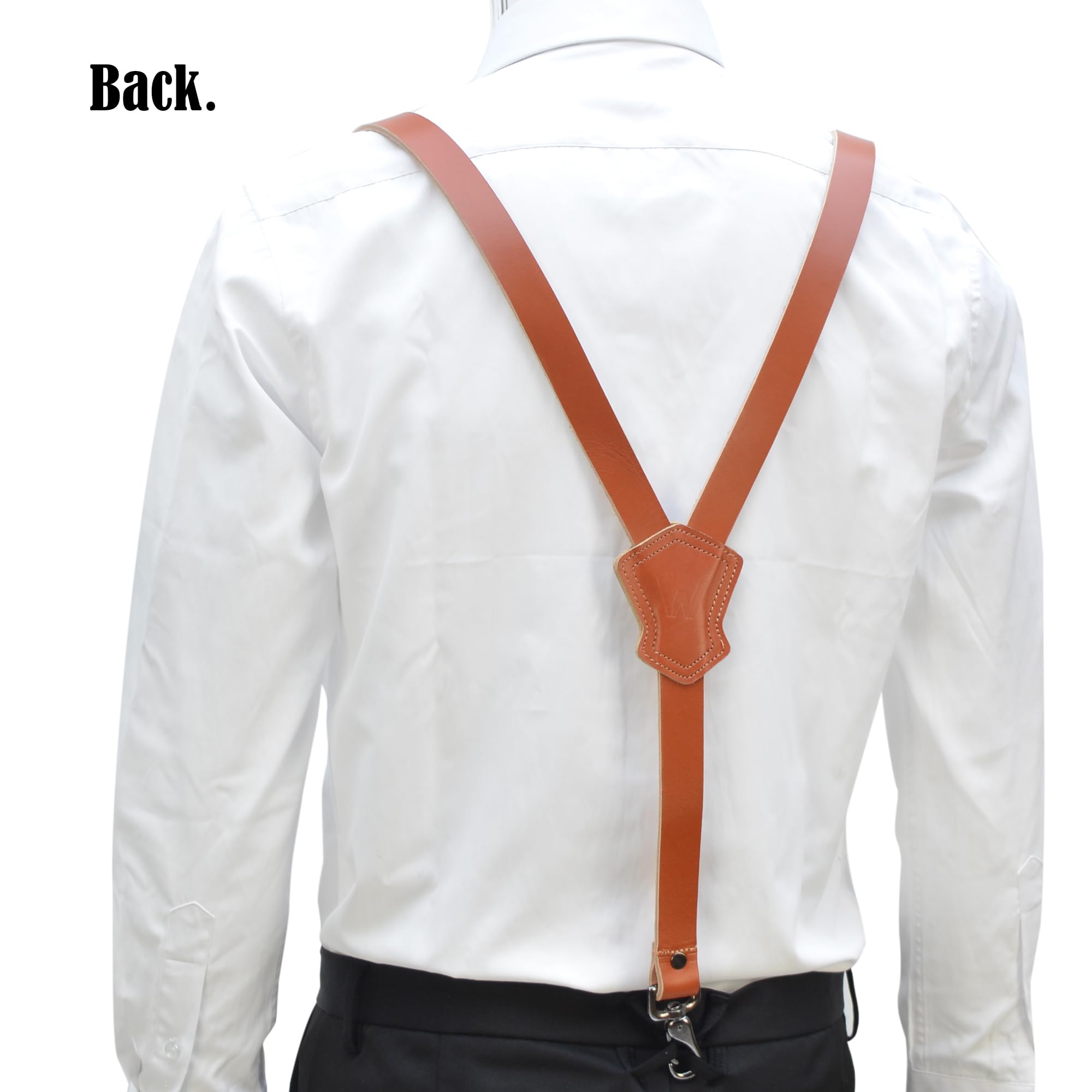 Bretele WELKINLAND din piele de bivol, de lucru, rezistente, pentru barbati, maro, cu carlig, maro, potrivire reglabila pana la corp de 2m - imagine 6