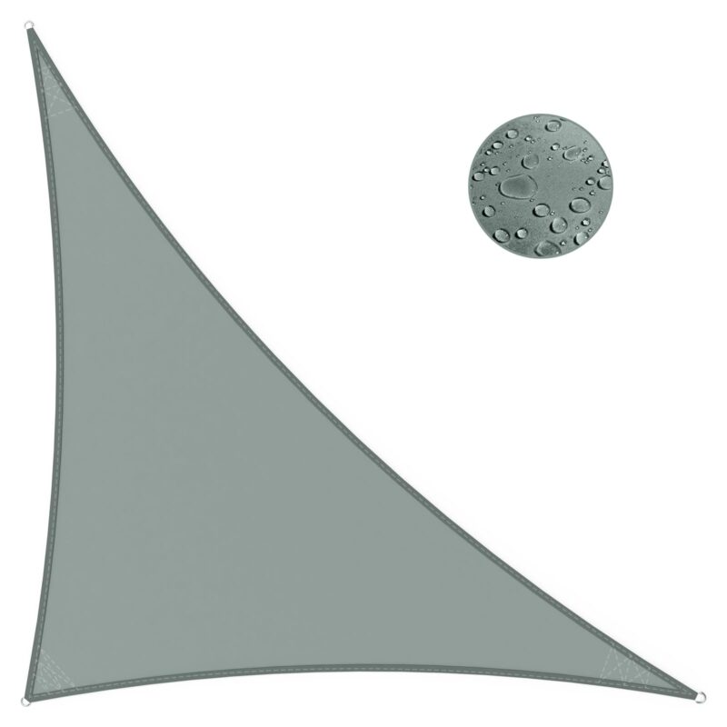 Vela de soare triunghiulara IOAOI 3x3x4,3 m, protectie UV 95%, include franghii de fixare, culoare gri