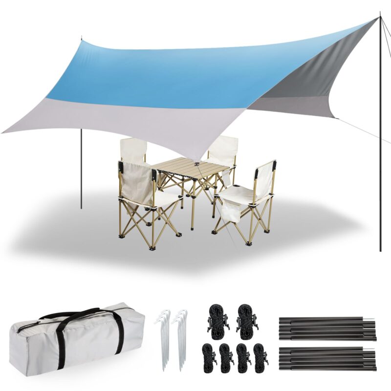 Prelata impermeabila Forceatt, pentru cort si hamac de 3,7 x 4,3 m cu 6 puncte de fixare