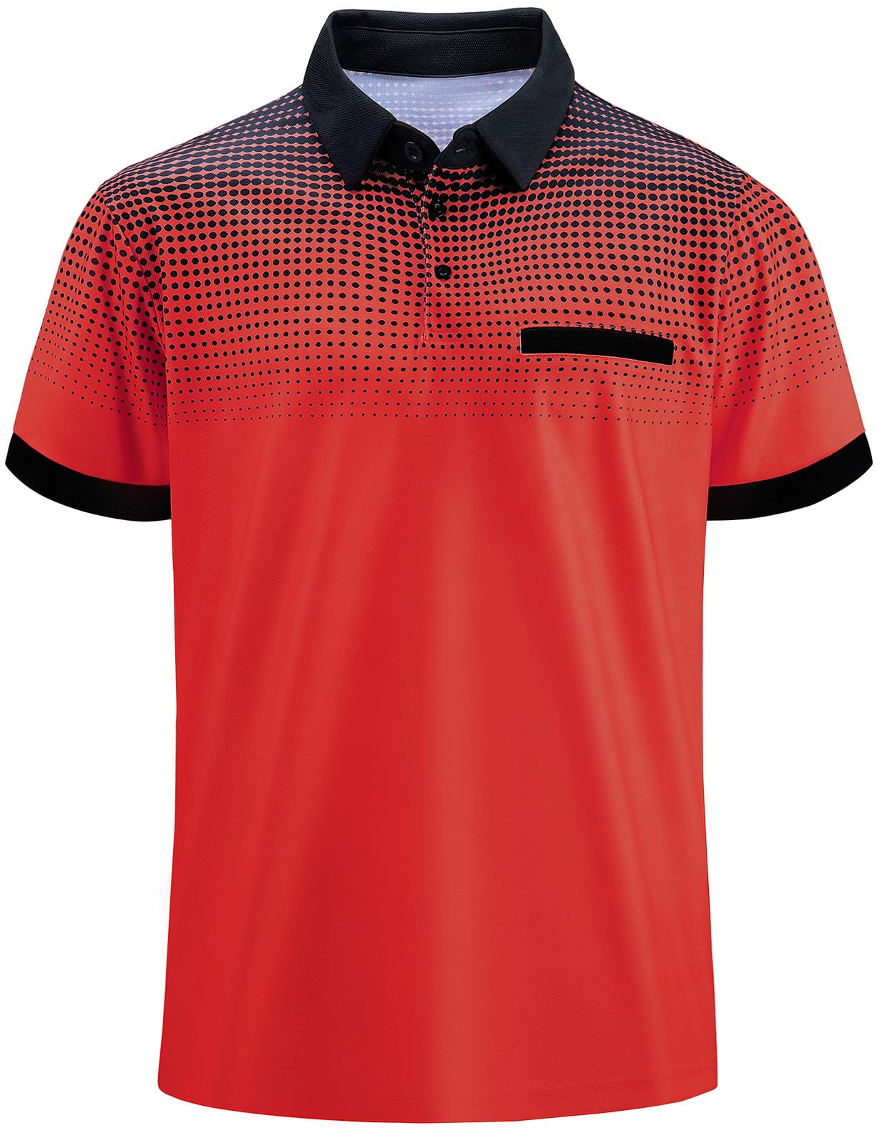 Vijamiy Tricou polo barbati, cu maneca scurta, usor, respirabil, casual, rosu vin, L - imagine 3