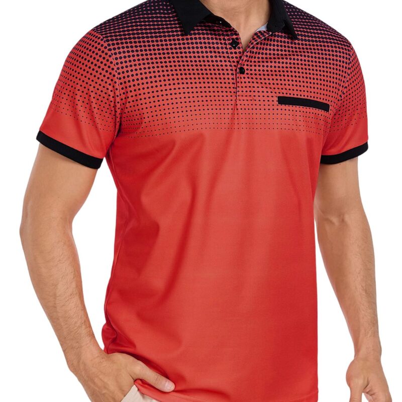 Vijamiy Tricou polo barbati, cu maneca scurta, usor, respirabil, casual, rosu vin, L