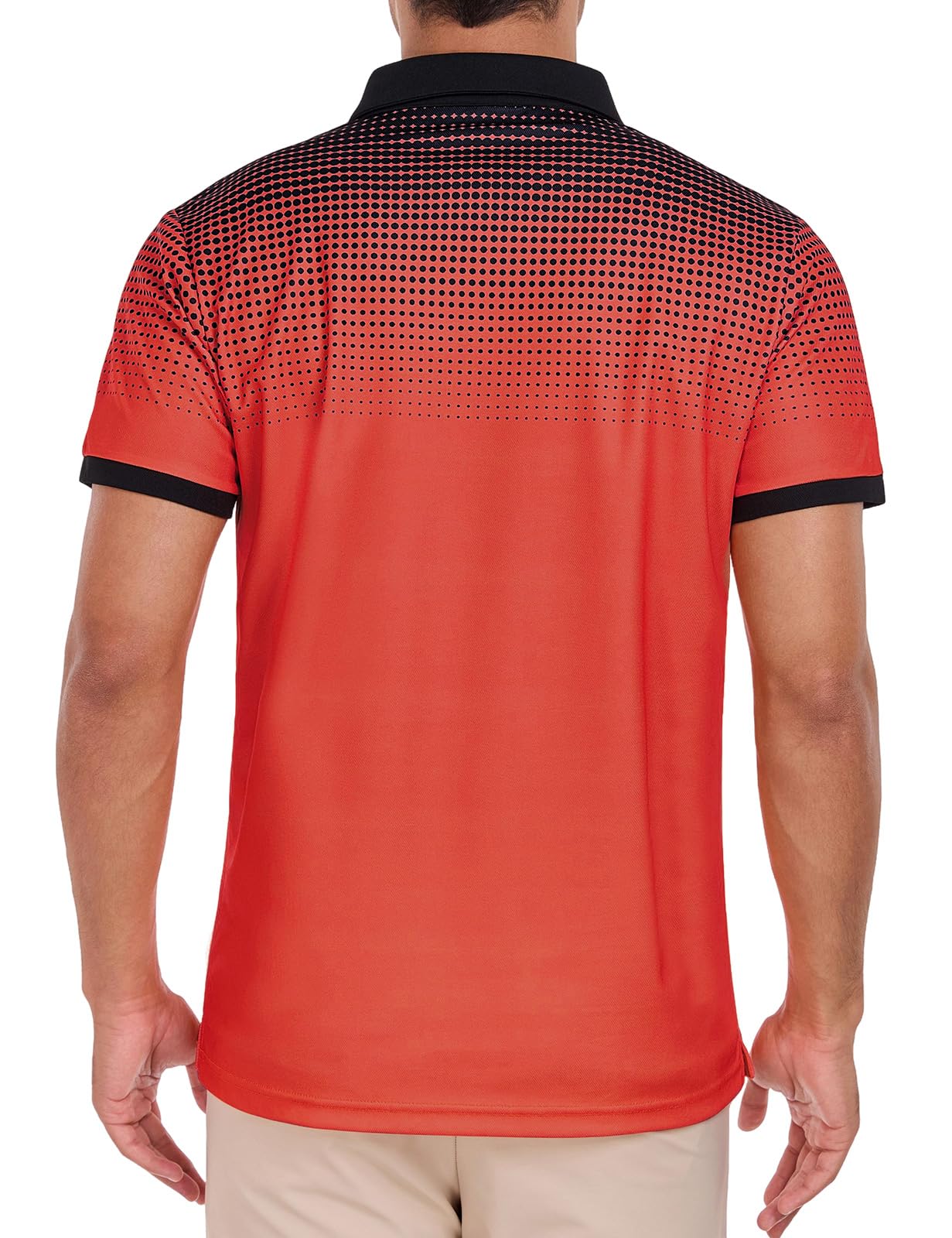 Vijamiy Tricou polo barbati, cu maneca scurta, usor, respirabil, casual, rosu vin, L - imagine 5