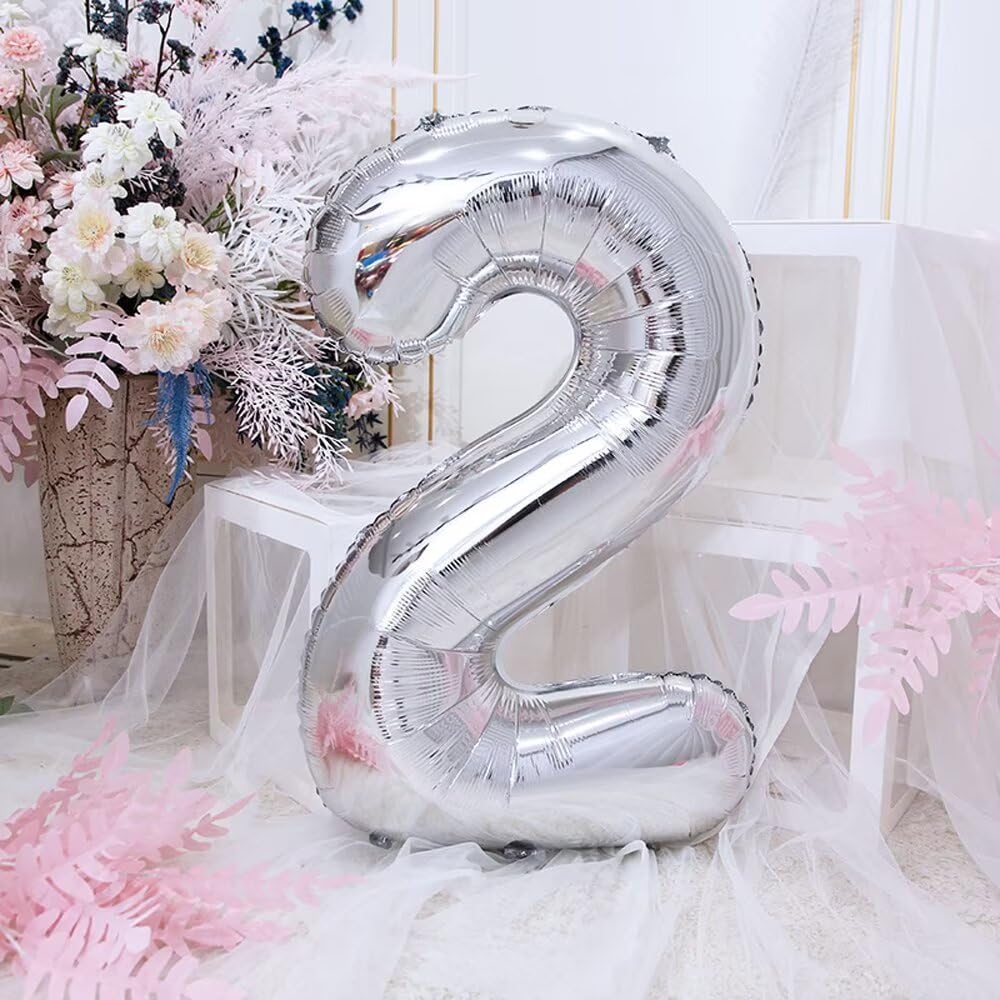 Balon argintiu 81 cm, cu numarul 60, pentru zi de naștere - imagine 3