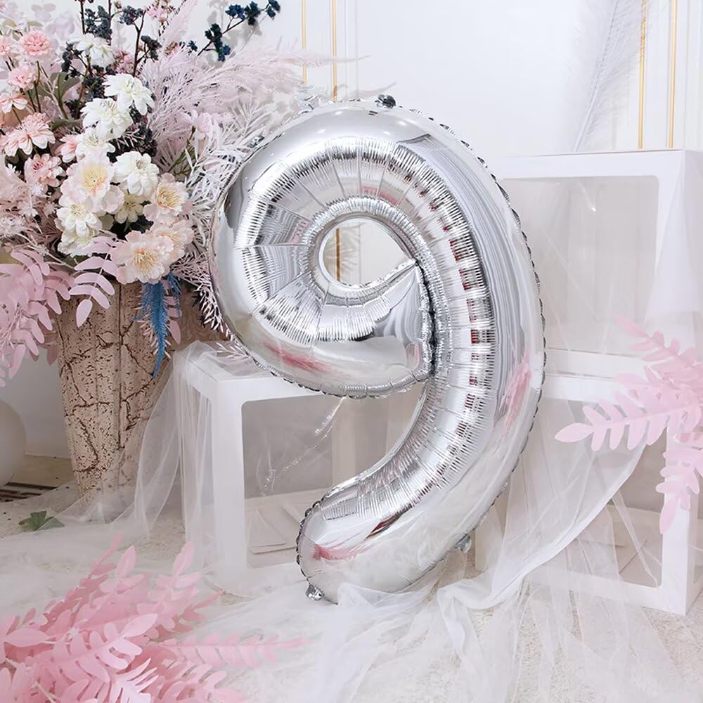 Balon argintiu 81 cm, cu numarul 60, pentru zi de naștere - imagine 5