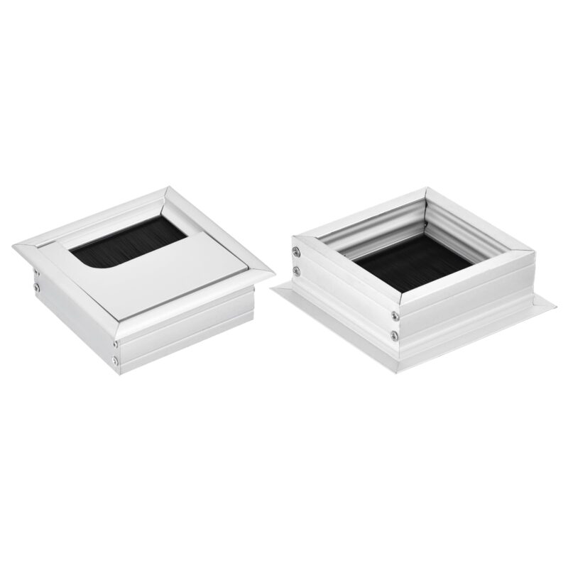 QUARKZMAN Capac pentru orificii de cablu din aliaj de aluminiu 67x67 mm, argintiu, 2 buc