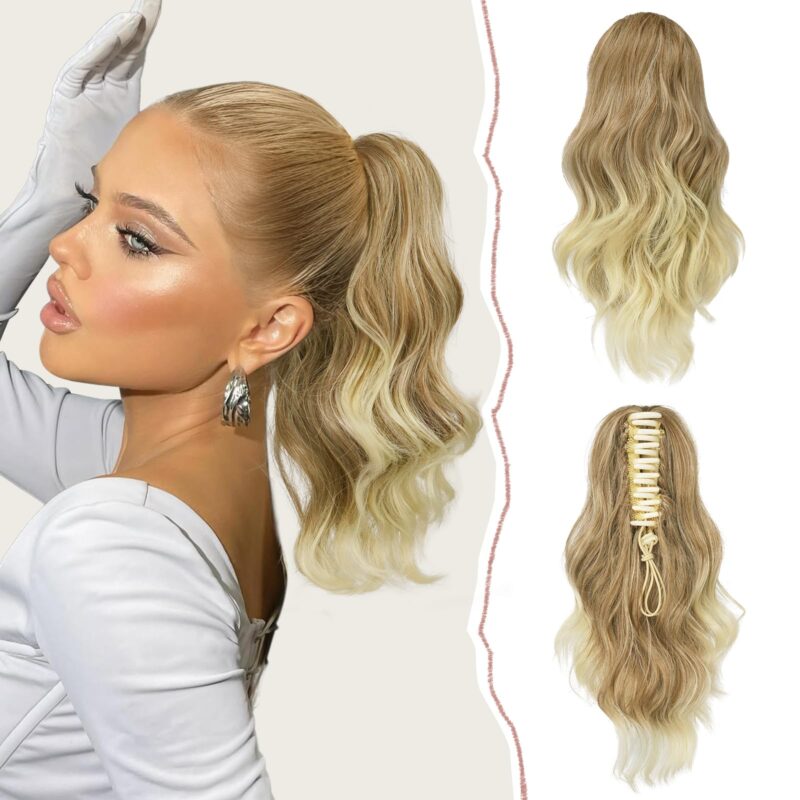 Extensie de par, coada de cal, cu clips, ondulata si creata, blonda, 41 cm