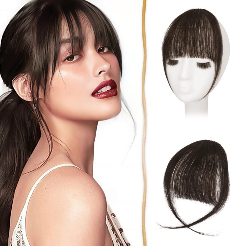 Breton cu clipsuri, 100% par uman, natural, saten deschis