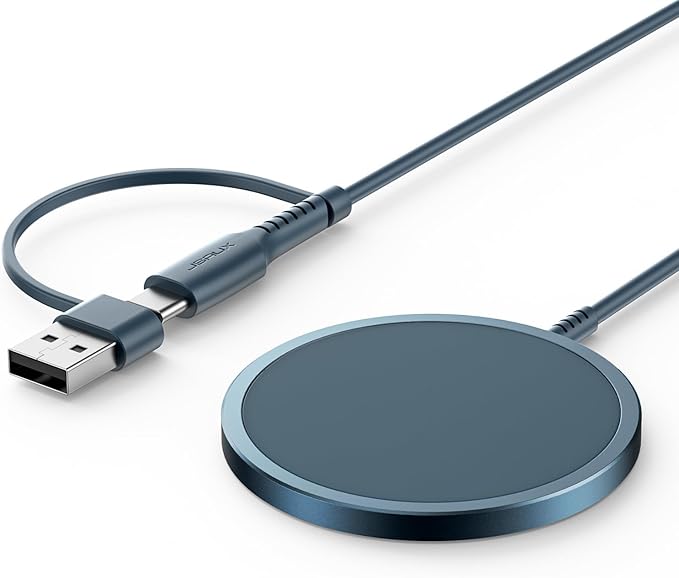 Incarcator wireless magnetic 15W, compatibil cu iPhone 16/16 Pro/16 Pro Max 16 Plus/15/15 Pro/Pro Max/14 13 12 Airpods, albastru