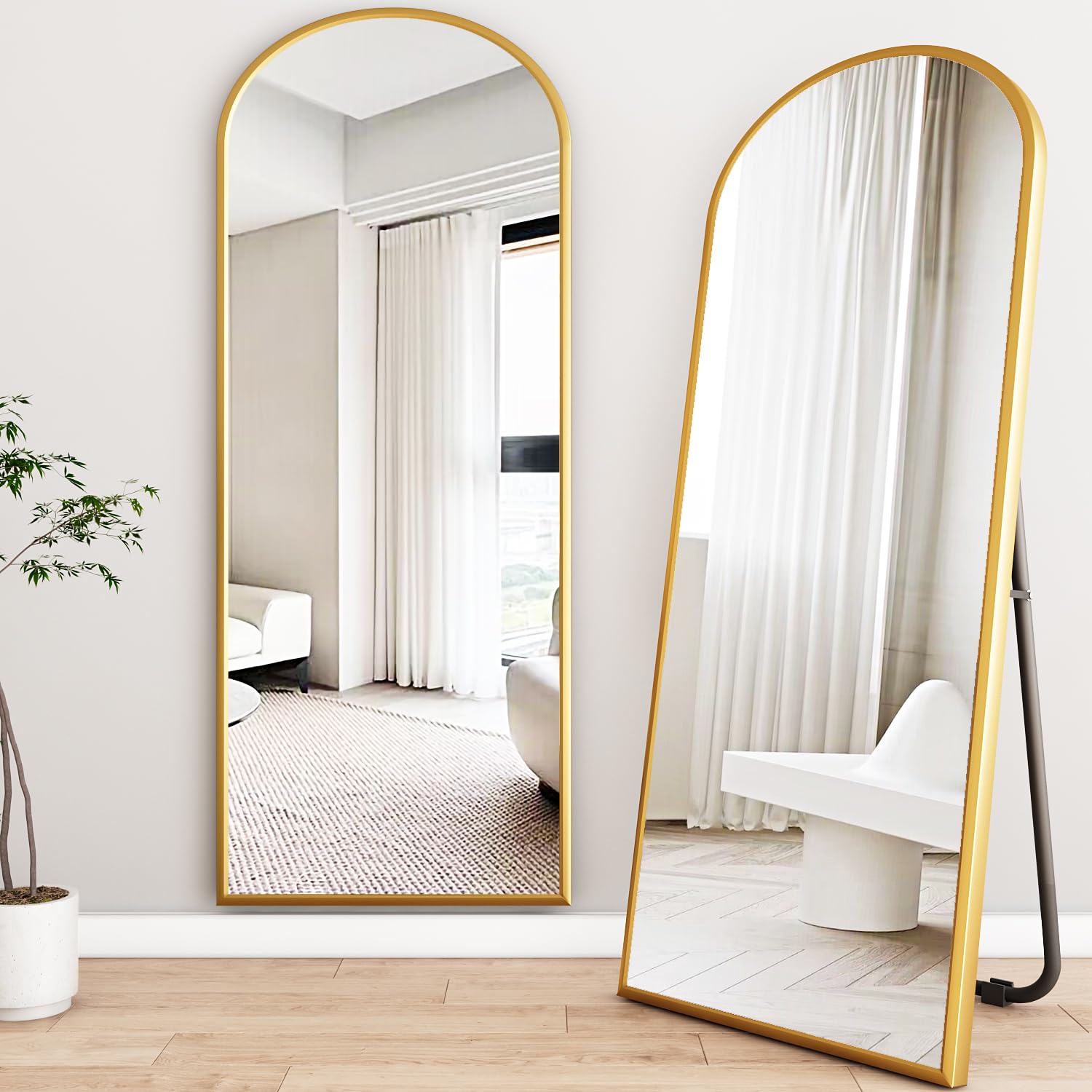 Oglinda de podea, mare, 160X50cm, partea de sus arcuita, rama aurie - imagine 3