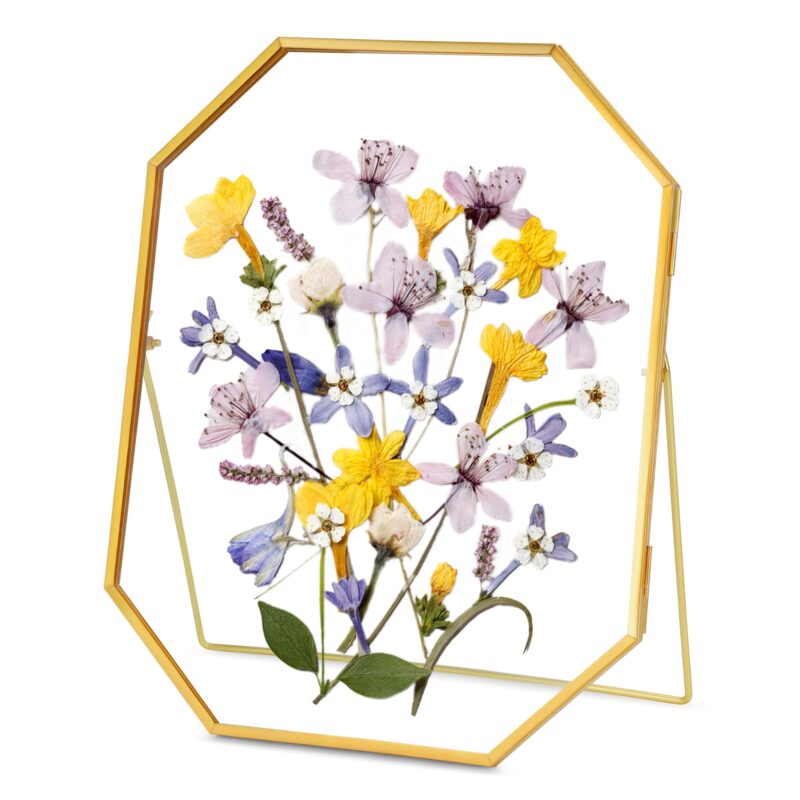 Rama de sticla pentru flori presate, lucrat manual, octogonala
