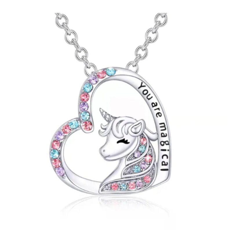 Colier inger pazitor scolari, medalion unicorn cu mesajul "You are magical"