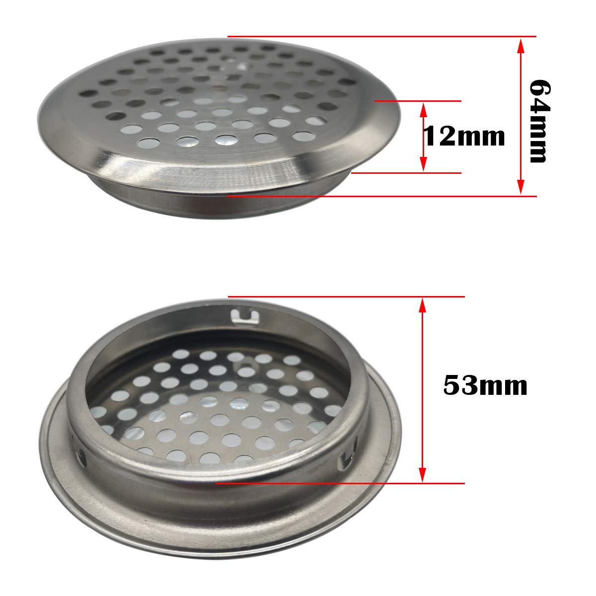 Grila de ventilatie din inox, 53 mm, rotundă, 12 buc. - imagine 5