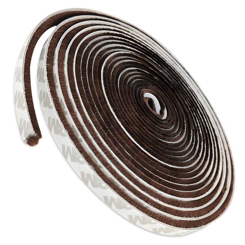 Garnitura autoadeziva cu perie, 5m, pentru usi glisante, ferestre si dulapuri, maro