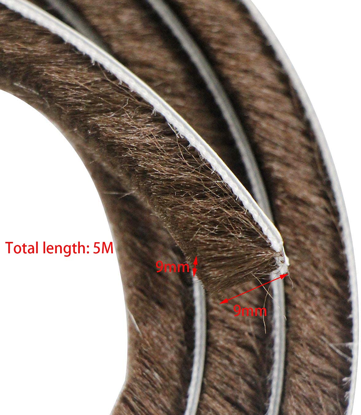 Garnitura autoadeziva cu perie, 5m, pentru usi glisante, ferestre si dulapuri, maro - imagine 3