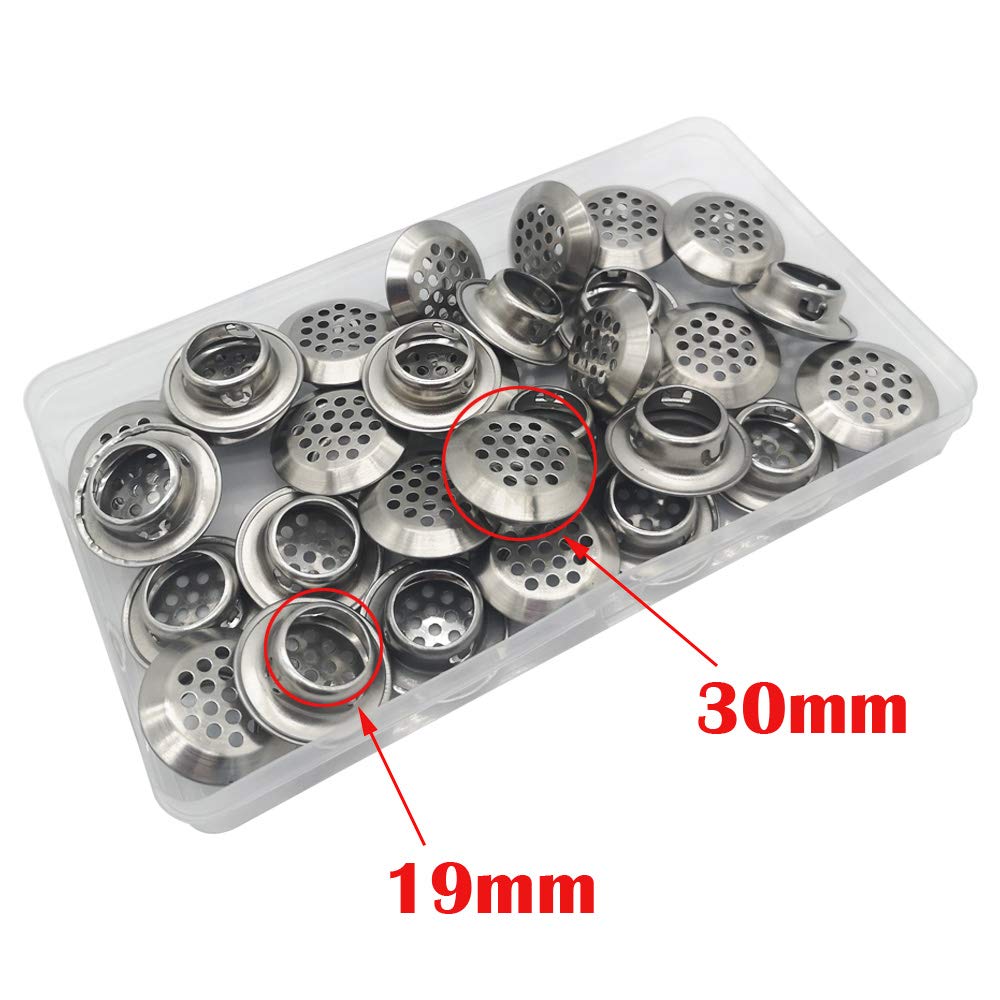 Grila de ventilatie din inox, 19 mm, rotundă, 30 buc. - imagine 3