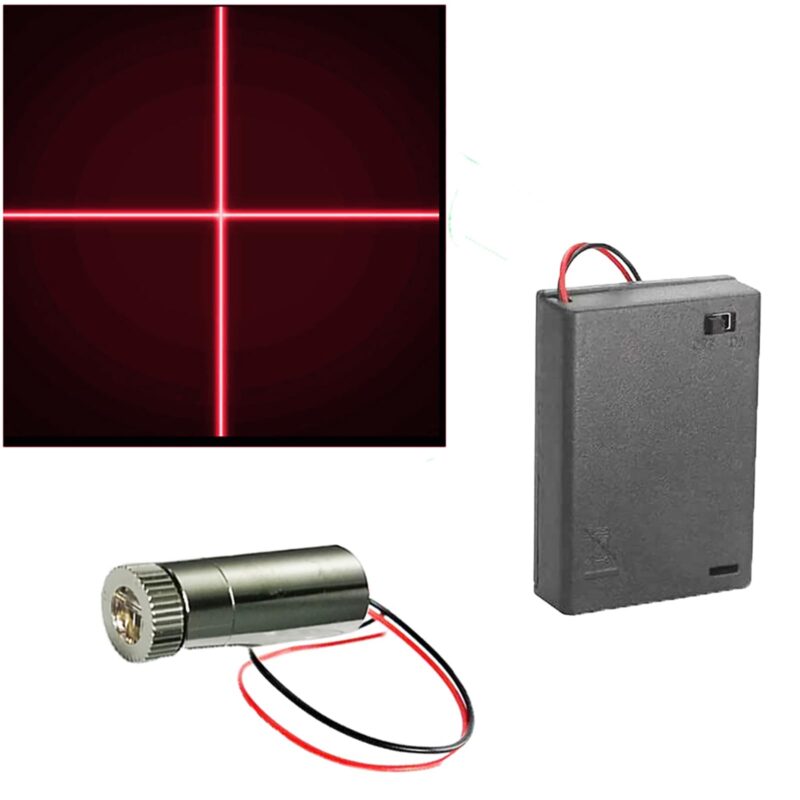 Modul laser rosu in cruce, 650nm, 3-5V, cu suport pentru baterii AA