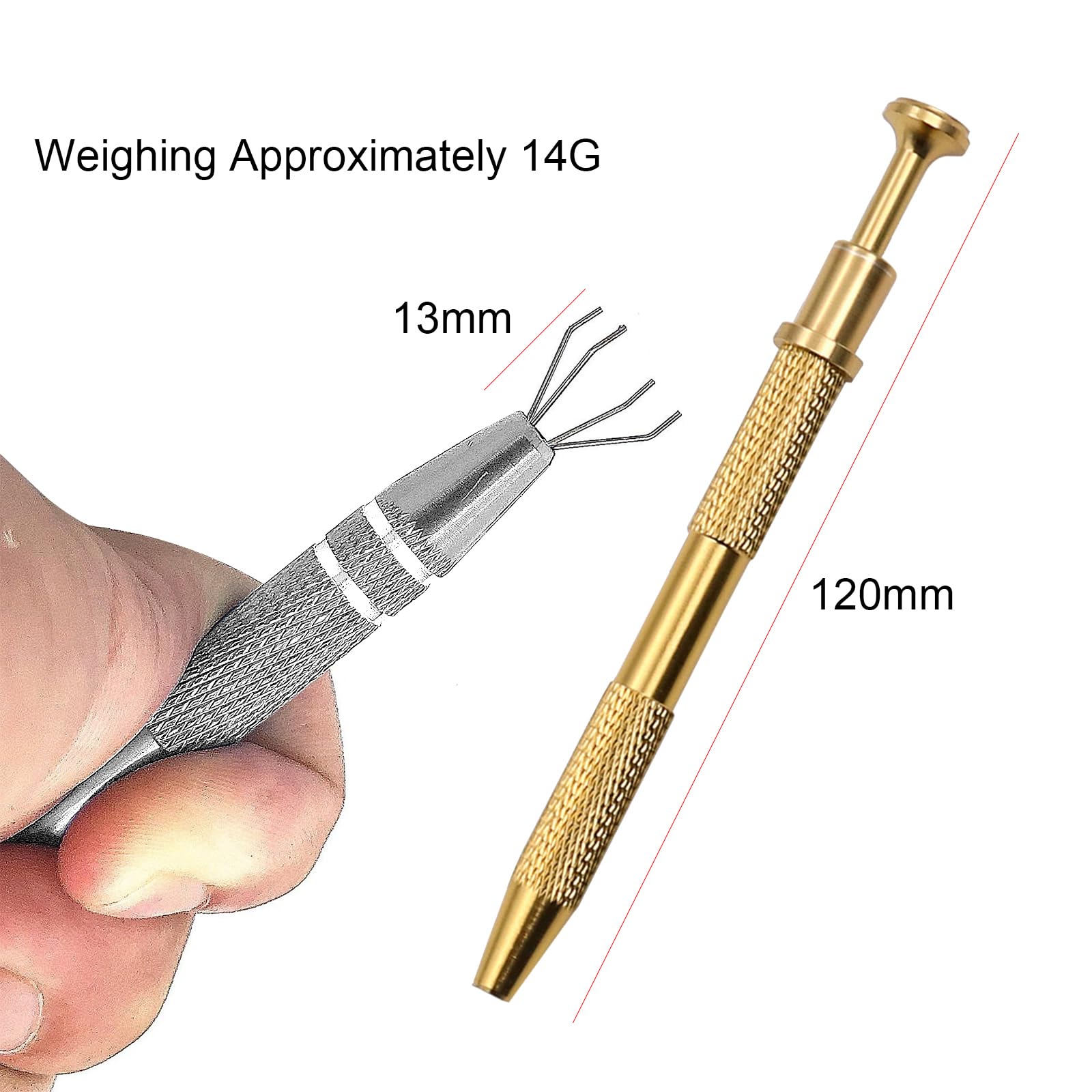 Instrument de prindere bijuterii, bile de piercing, 2 buc (auriu, argintiu) - imagine 3