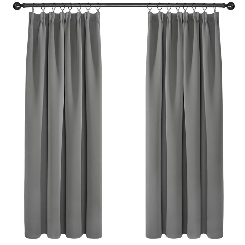 Draperii termice, opace, cu rejansa, 210x140 cm, gri deschis, set de 2