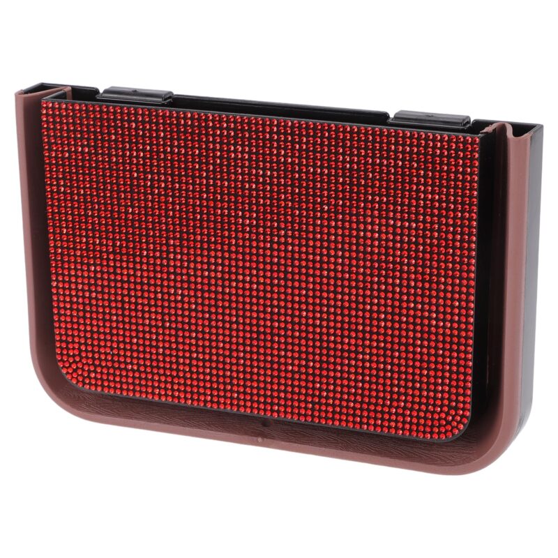 Cos de gunoi pliabil auto, design compact, plastic cu strasuri rosu/negru