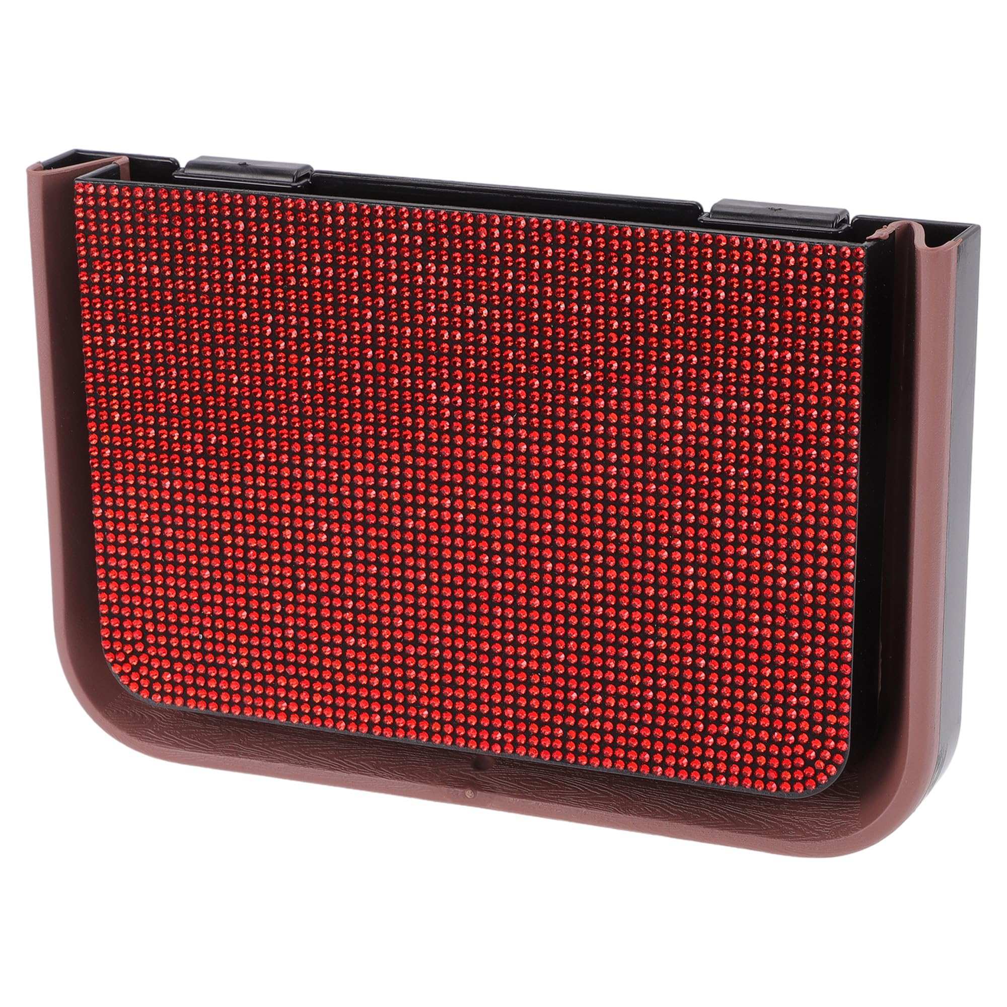 Cos de gunoi pliabil auto, design compact, plastic cu strasuri rosu/negru