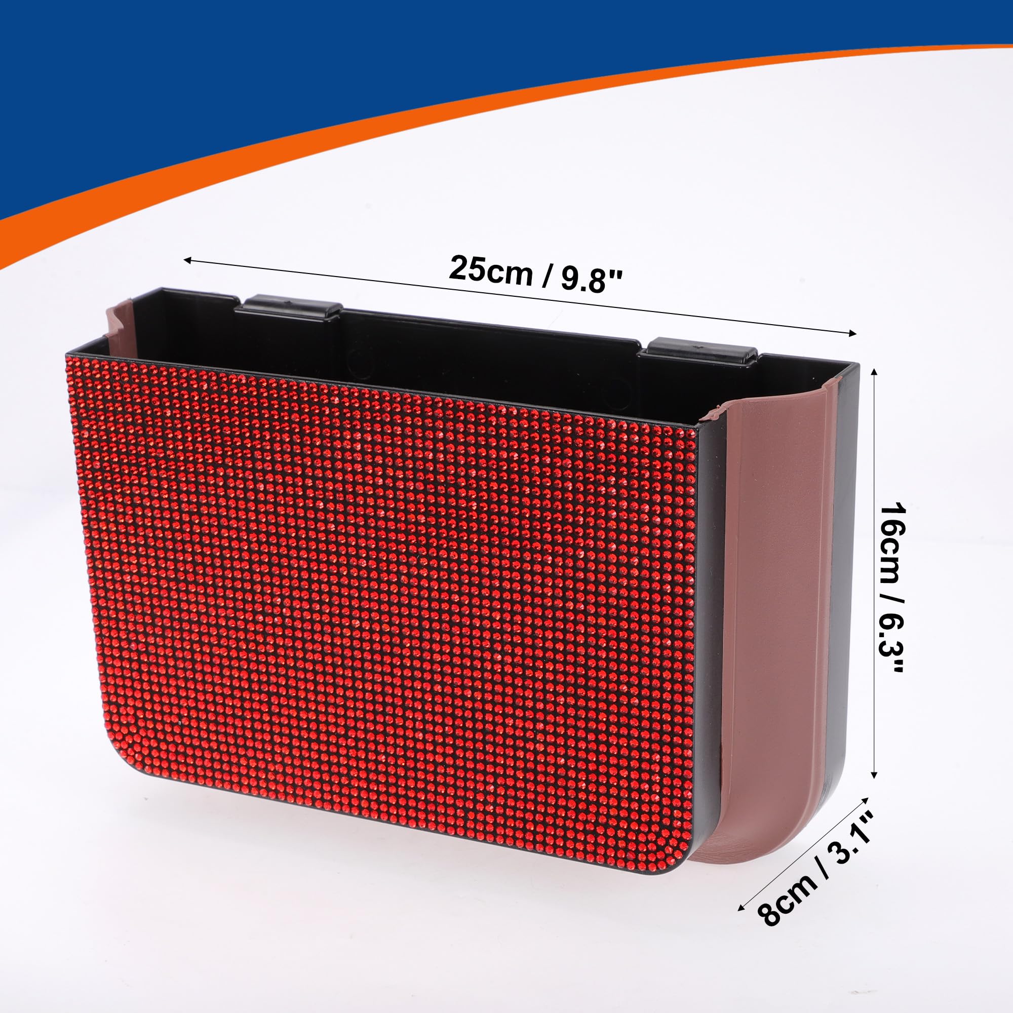 Cos de gunoi pliabil auto, design compact, plastic cu strasuri rosu/negru - imagine 5