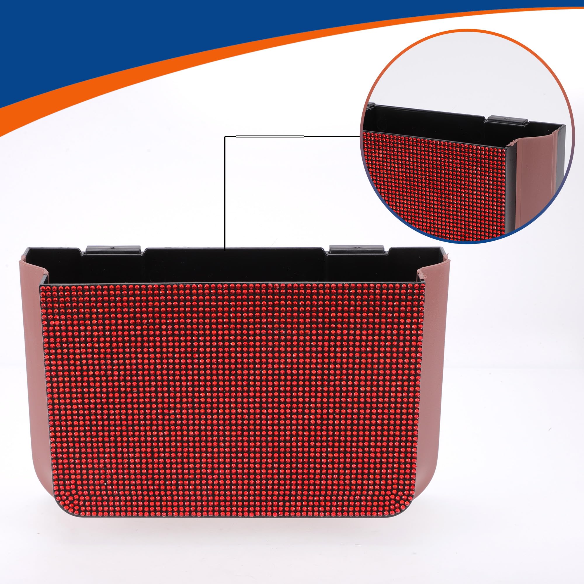 Cos de gunoi pliabil auto, design compact, plastic cu strasuri rosu/negru - imagine 6