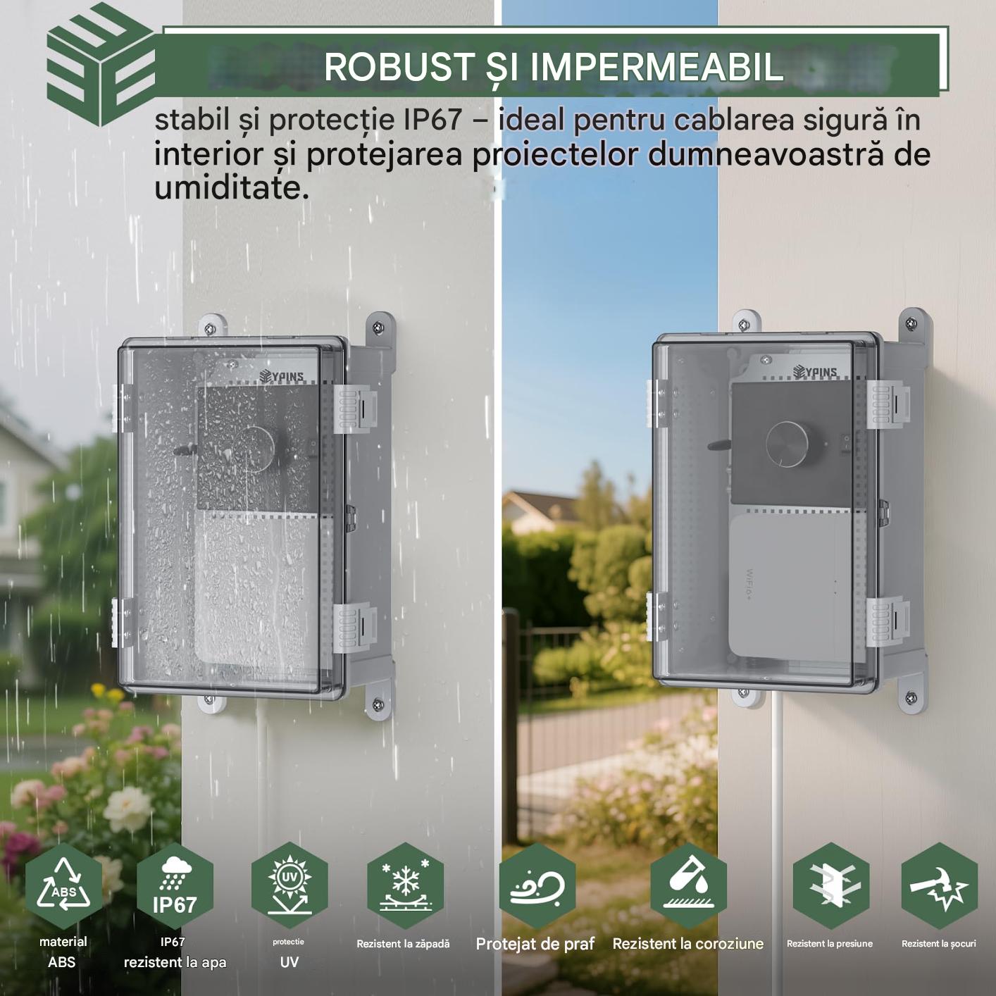 Cutie de distributie electrica, impermeabila IP67, cu capac transparent, accesorii de montare si incuietoare incluse, 300x200x160 mm - imagine 3