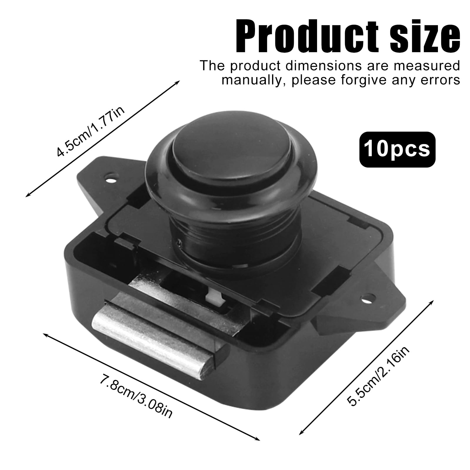 Incuietoare cu buton pentru mobilier autorulote, rulote, iahturi, negru. 10 buc. - imagine 3