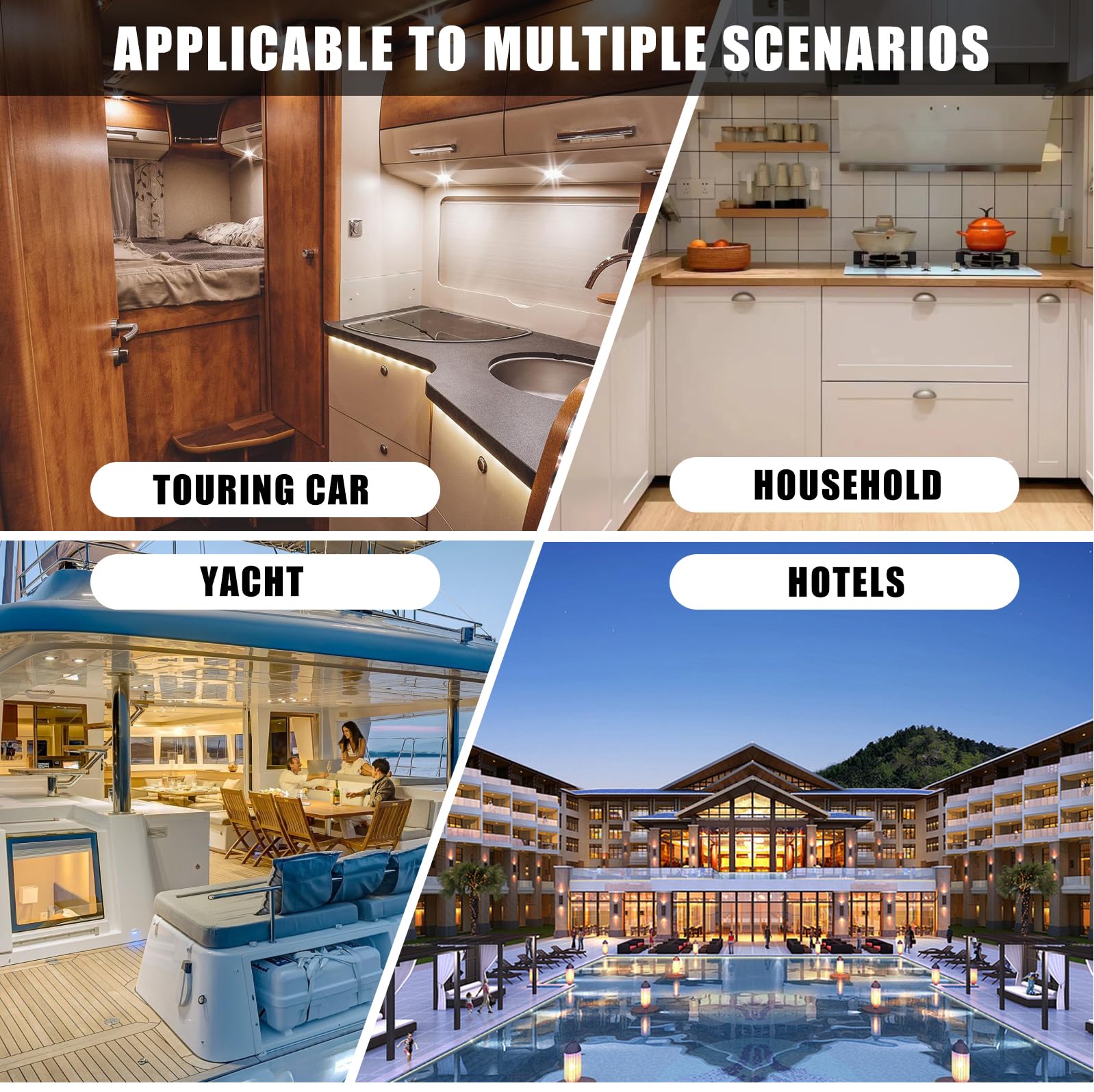 Incuietoare cu buton pentru mobilier autorulote, rulote, iahturi, negru. 10 buc. - imagine 4