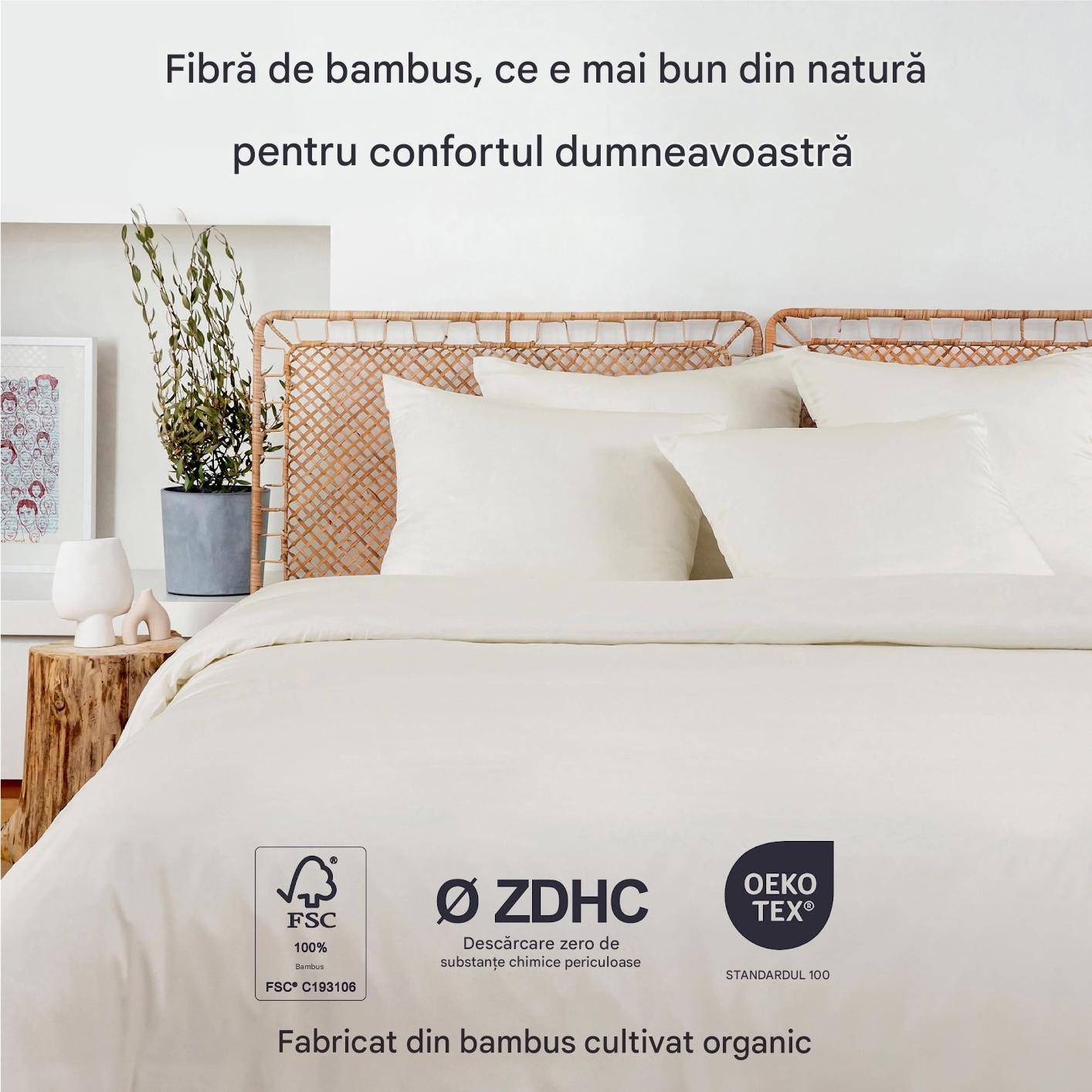 Husa de pilota din bambus, bej, 135x200 cm, moale, sustenabila, anti-acarieni, material respirabil - imagine 6