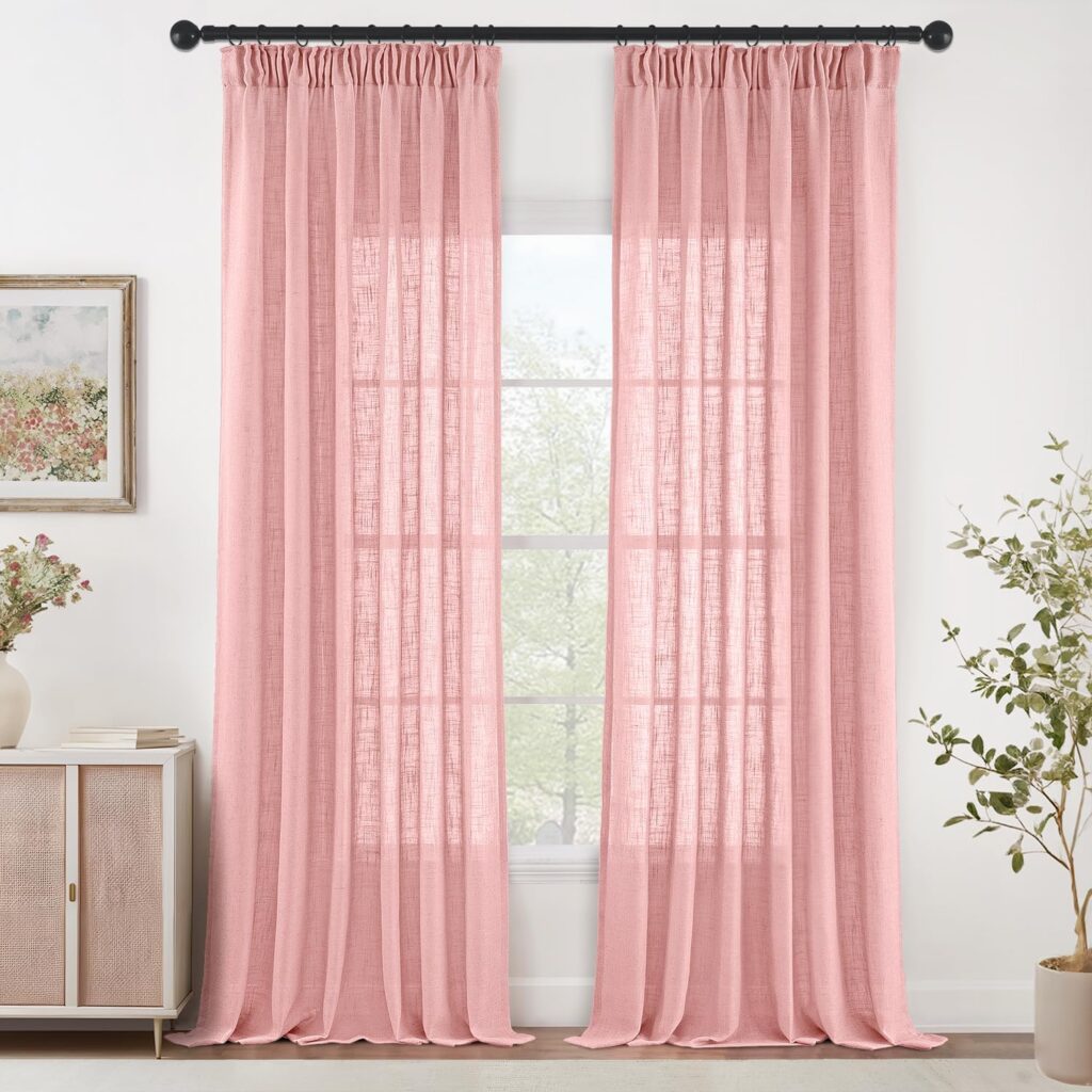 Set 2 draperii semi-transparente cu rejansa