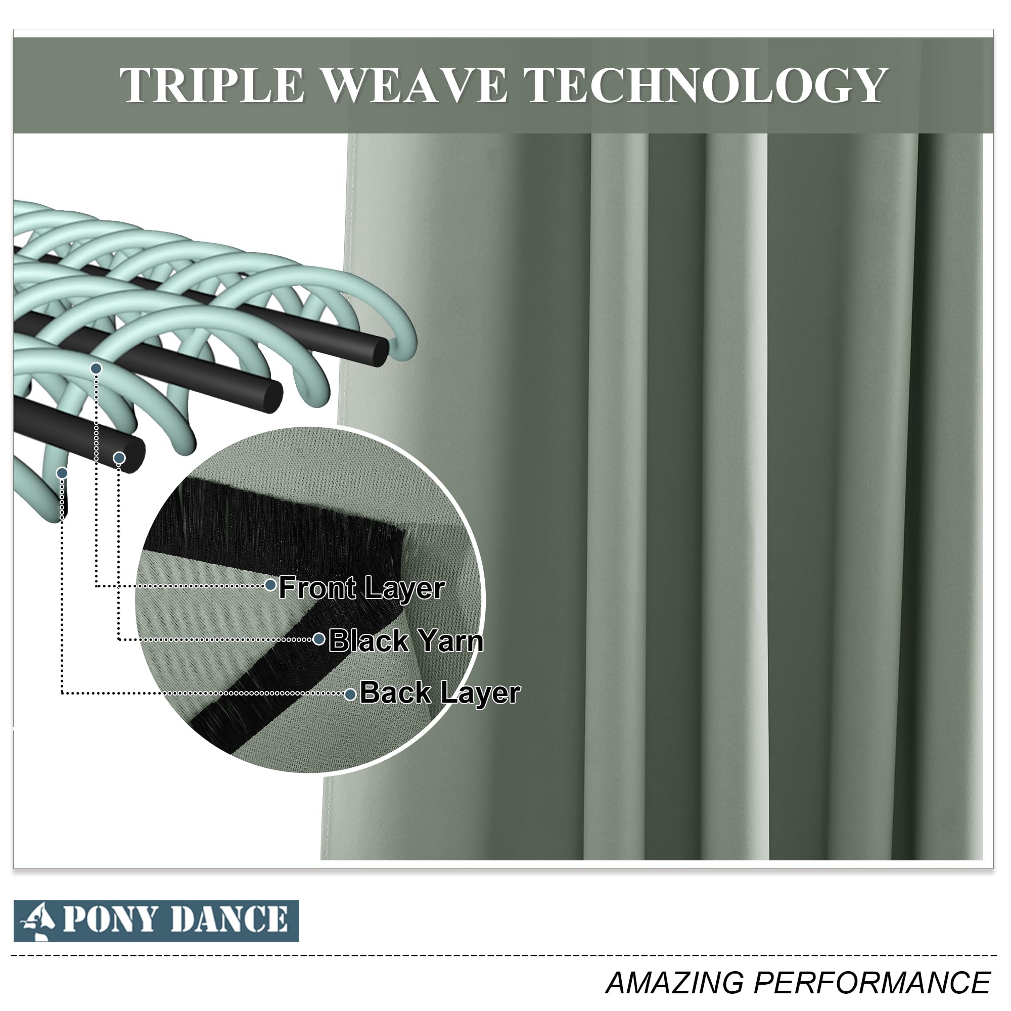 Draperie opaca cu ocheti, protectie termica, 210x140 cm, verde salvie, set 2 buc. - imagine 5