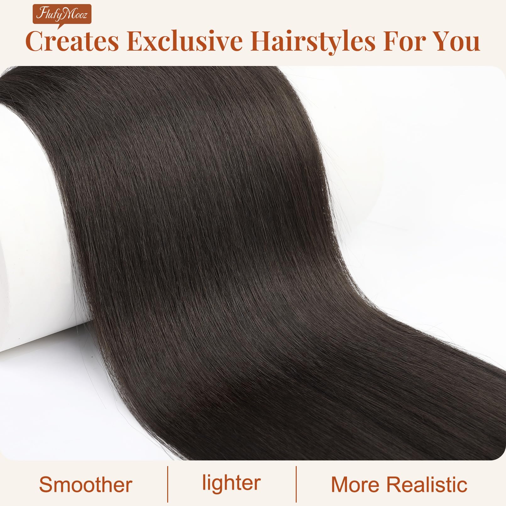 Extensie par coada de cal, 56 cm, sintetica, dreapta, negru-maro - imagine 3