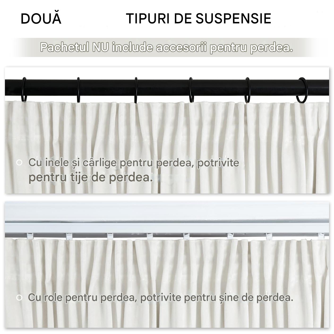 Set de 2 draperii opace din catifea, groase și grele, cu rejansa, alb, 140x245 cm - imagine 4