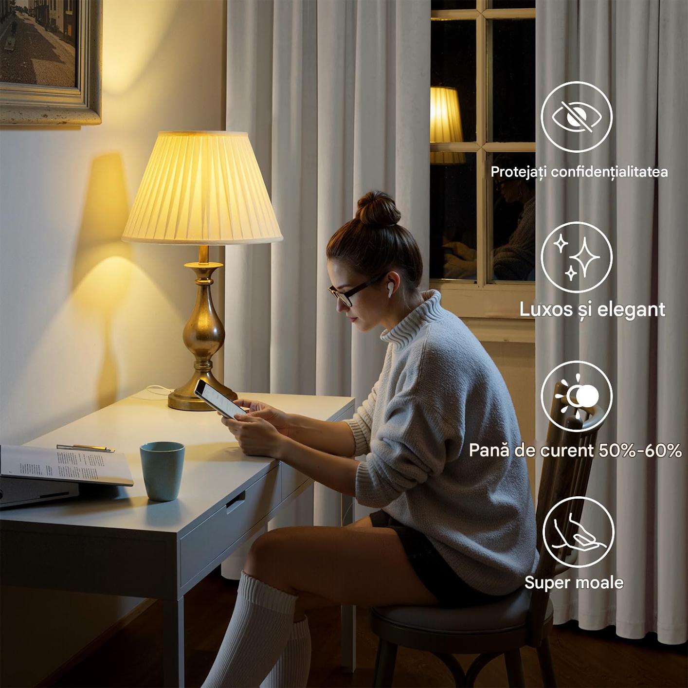 Set de 2 draperii opace din catifea, groase și grele, cu rejansa, alb, 140x245 cm - imagine 6