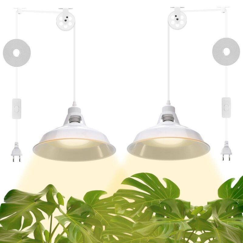 Lampa LED cu spectru complet pentru cresterea plantelor, cu cablu de 5 m, pentru gradinarit interior, alb