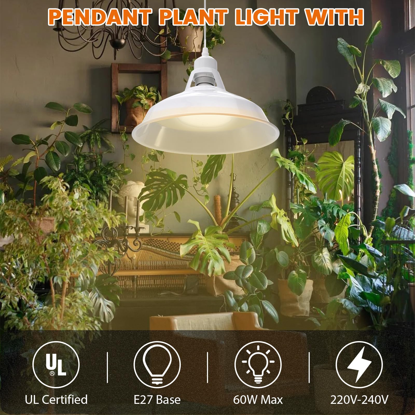 Lampa LED cu spectru complet pentru cresterea plantelor, cu cablu de 5 m, pentru gradinarit interior, alb - imagine 3