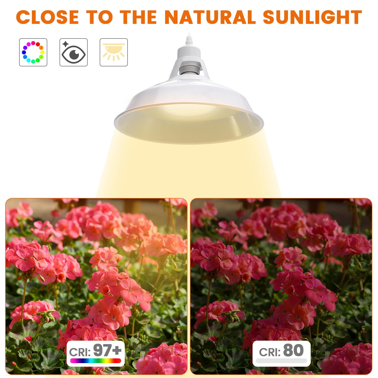 Lampa LED cu spectru complet pentru cresterea plantelor, cu cablu de 5 m, pentru gradinarit interior, alb - imagine 5