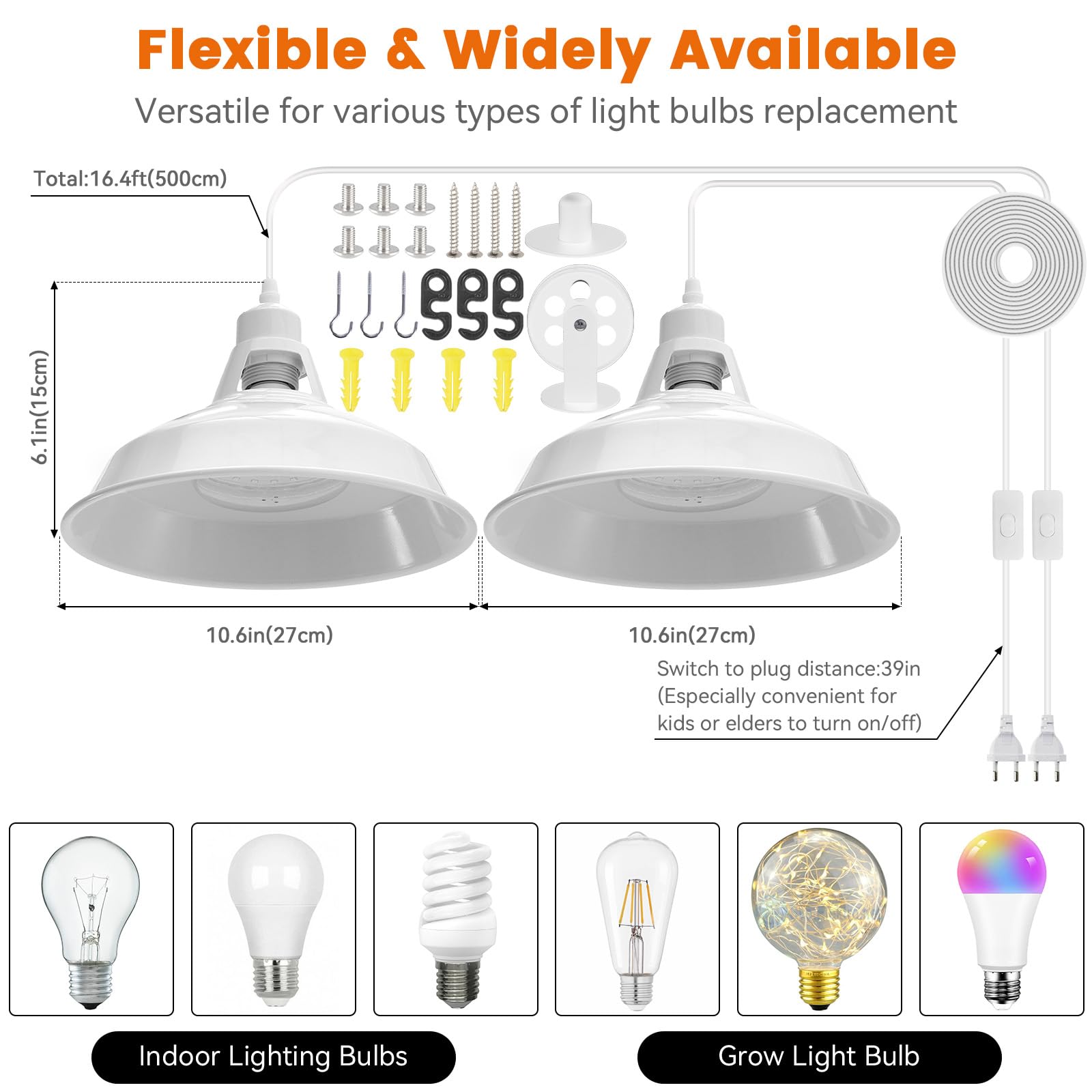 Lampa LED cu spectru complet pentru cresterea plantelor, cu cablu de 5 m, pentru gradinarit interior, alb - imagine 6