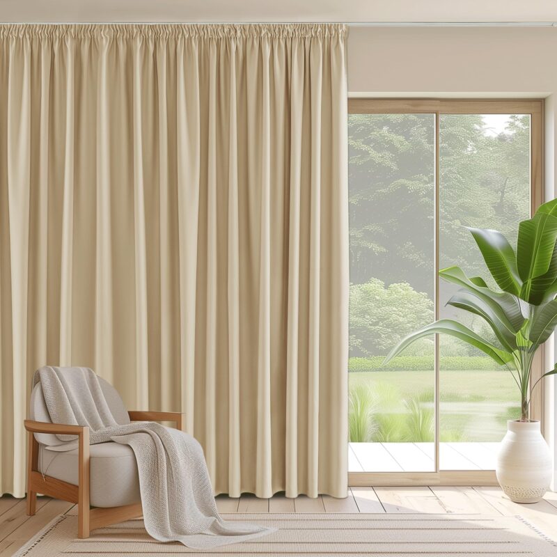 Draperie opaca cu rejansa, 245x200 cm, bej, cu protectie termica (1 bucata)