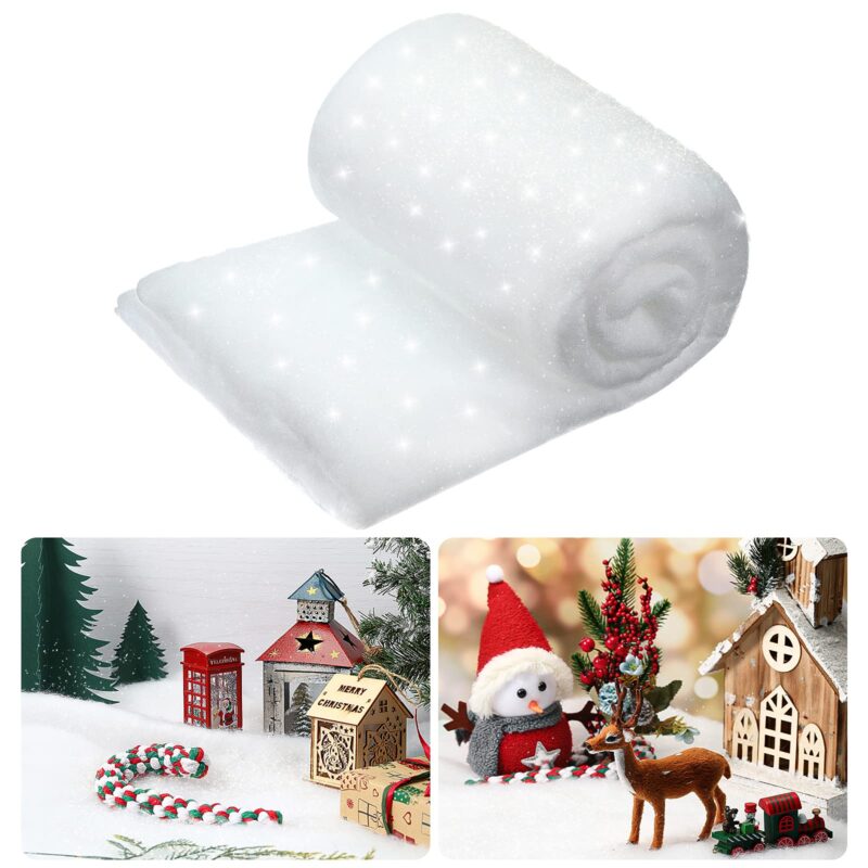 Set de paturi de zapada de Craciun cu sclipici, 4x2 m, Iarna Tara Minunilor