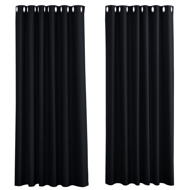 Draperie opaca,cu ocheti, 245x200 cm, neagra, protectie termica, set 2 buc.