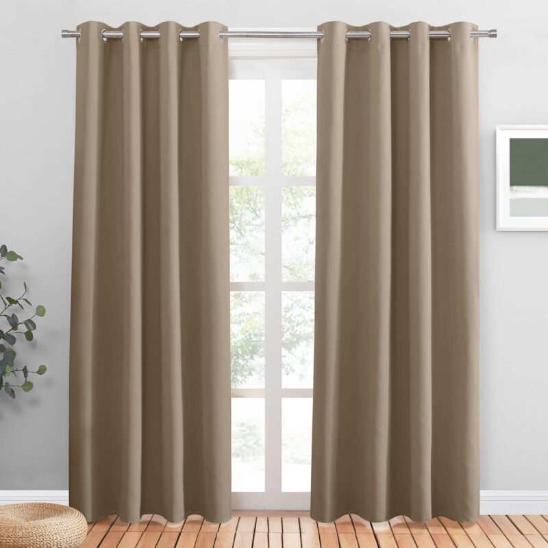 Draperie termica, opaca, cu ocheti, set de 2 buc., 228x117 cm, culoare cappuccino