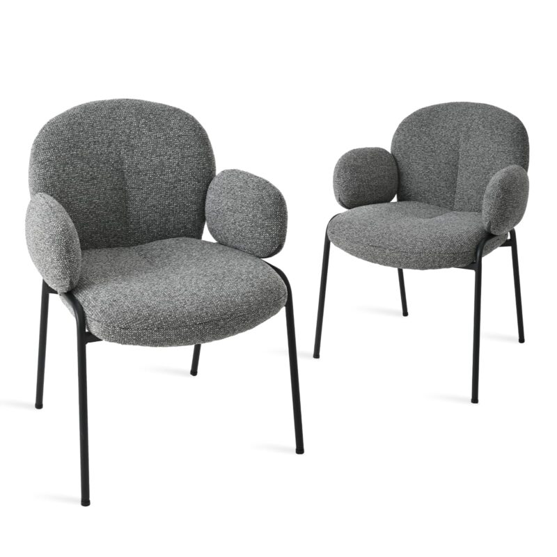 Set de 2 scaune de sufragerie moderne cu cotiere, bej