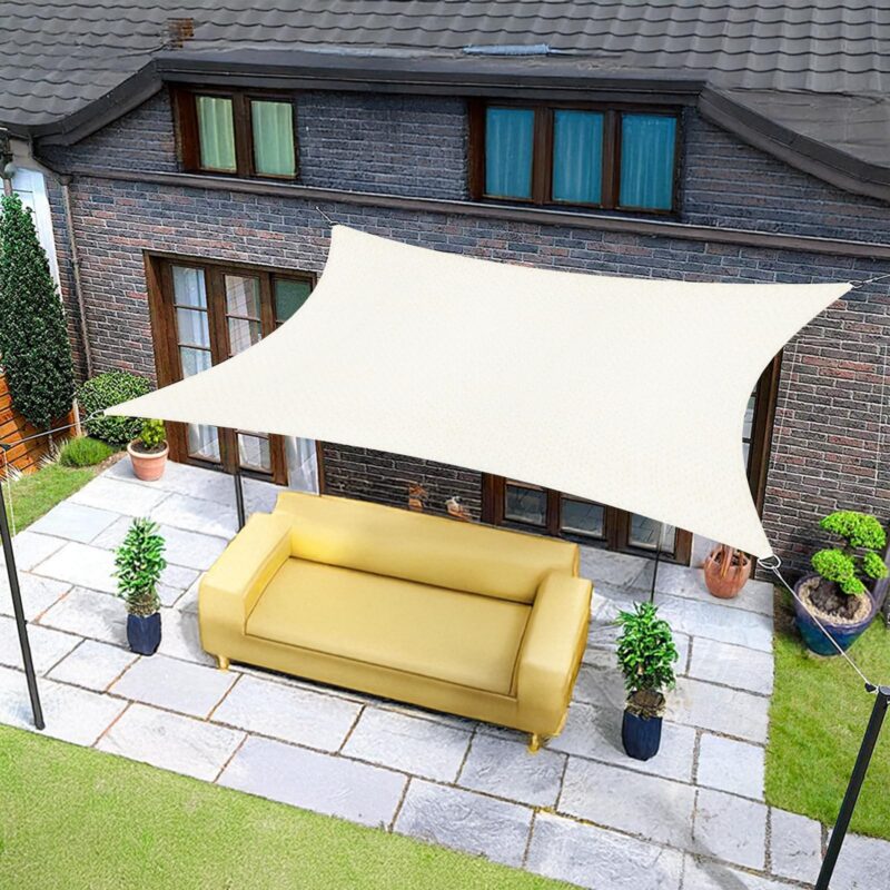 Vela dreptunghiulara 2x4m, protectie solara, impermeabila, culoare gri, protectie UV 95%, pentru uz exterior