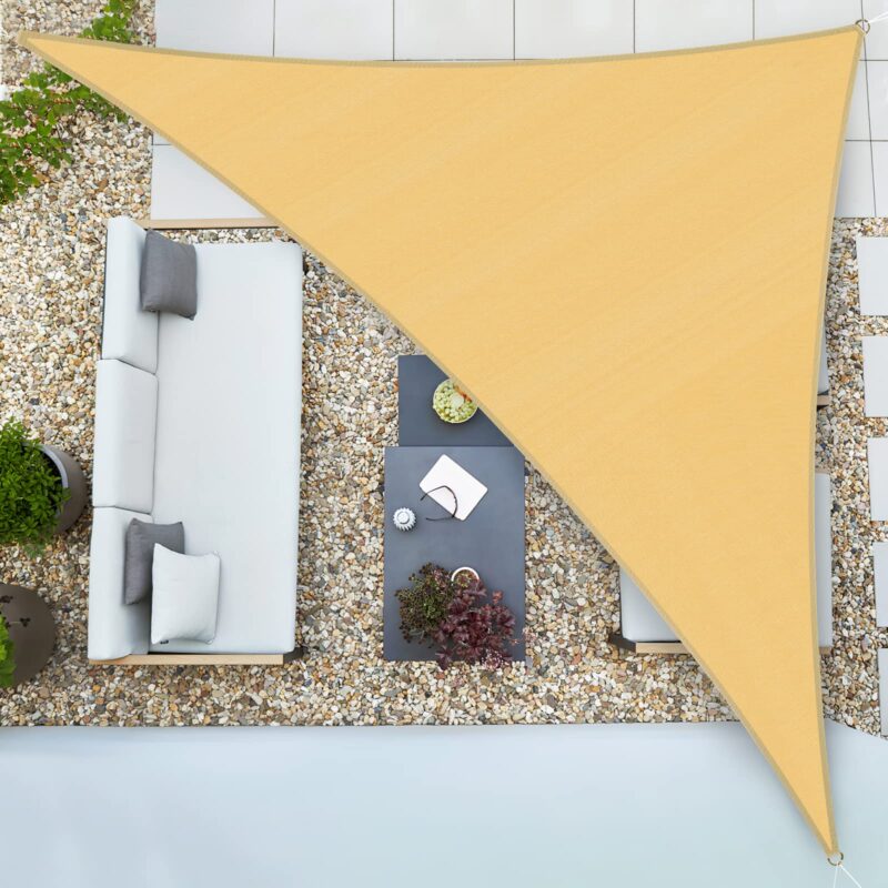 Vela triunghiulara Duerer, protectie solara pentru gradina, 3,6x3,6x3,6 m, blocare UV 95%, densitate 185 g/m², culoare nisip