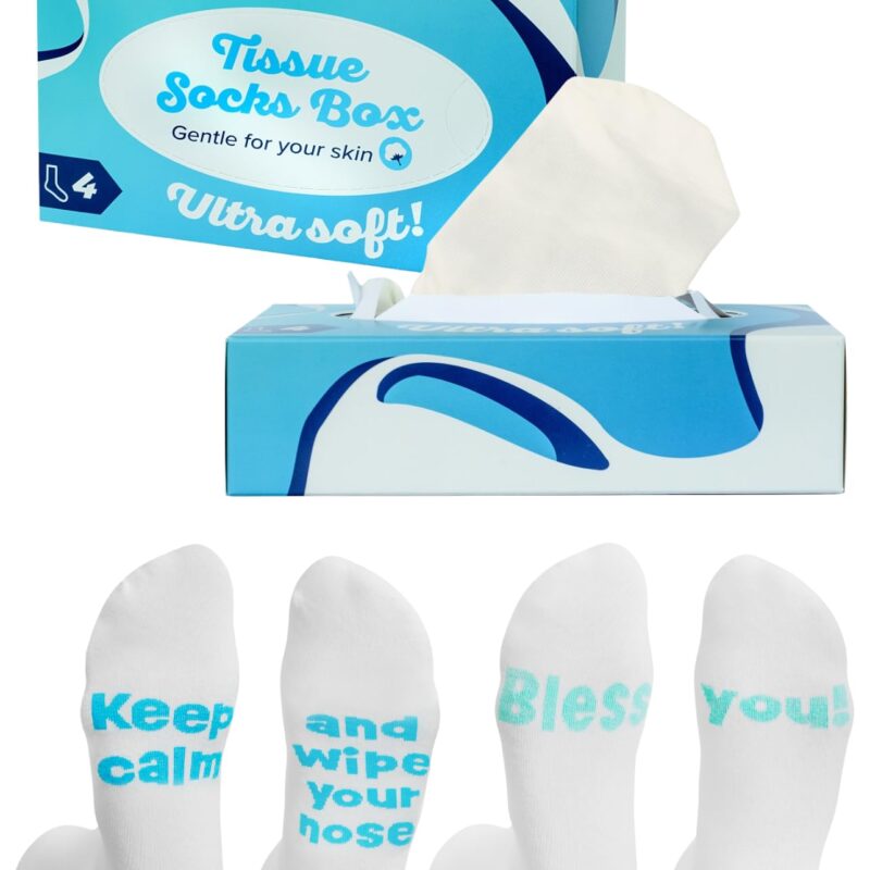 Sosete tip cutie de servetele - cadou inedit pentru femei si barbati intr-o cutie de servetele - 2 perechi - marimi 36-40